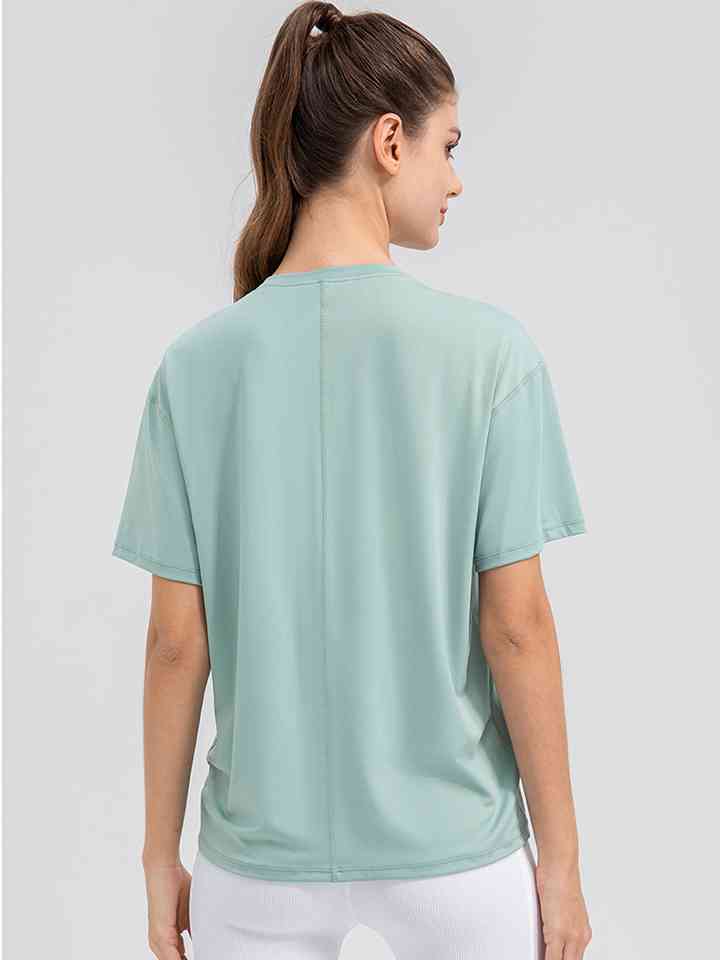 Round Neck Short Sleeve Active Top - FitFemme.Shop