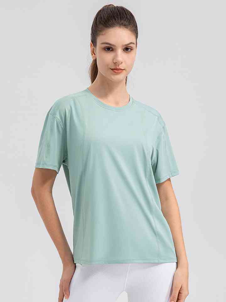 Round Neck Short Sleeve Active Top - FitFemme.Shop