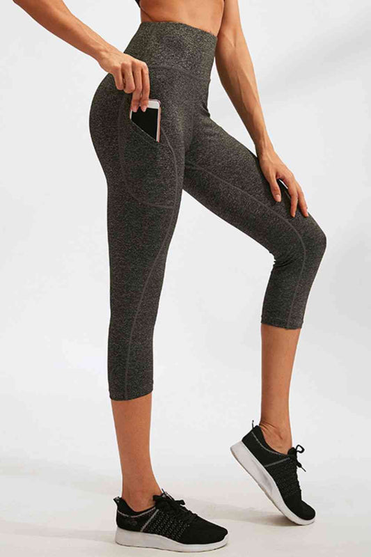 Slim Fit Wide Waistband Active Leggings with Pockets - FitFemme.Shop
