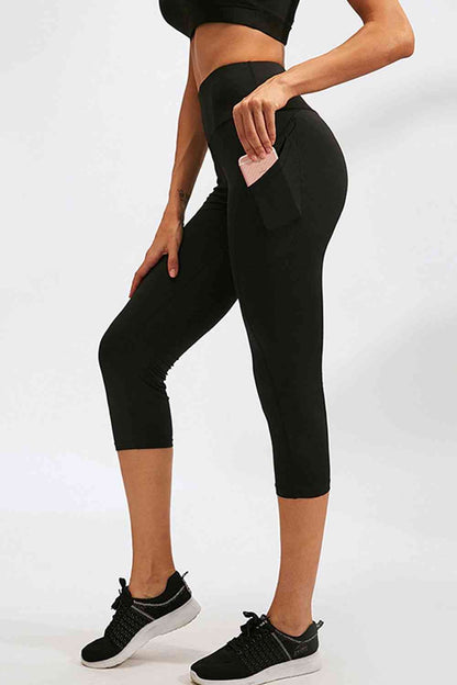 Slim Fit Wide Waistband Active Leggings with Pockets - FitFemme.Shop