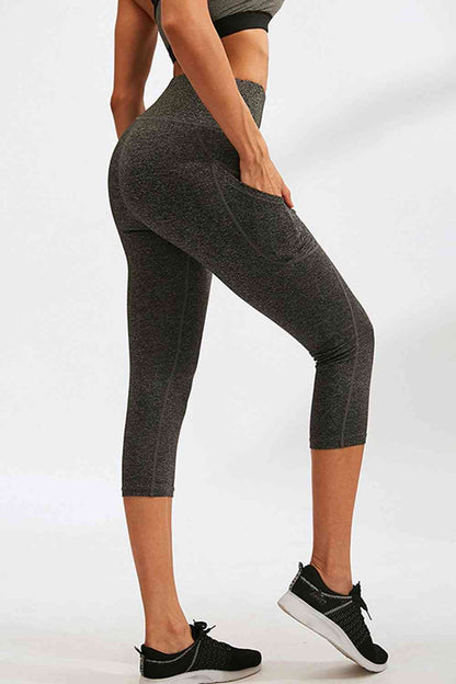 Slim Fit Wide Waistband Active Leggings with Pockets - FitFemme.Shop