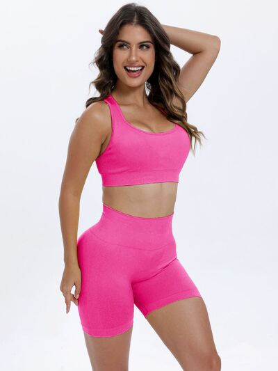 Scoop Neck Wide Strap Top and Shorts Active Set - FitFemme.Shop