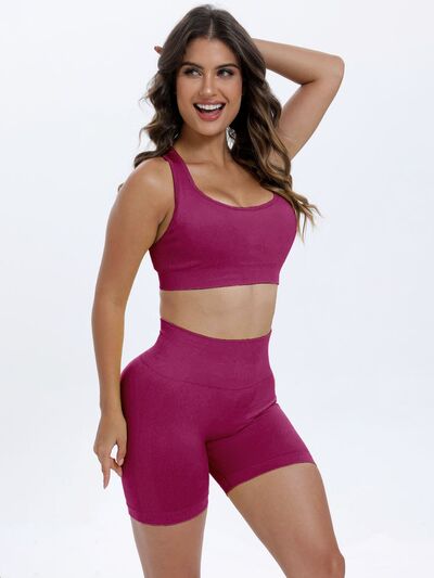 Scoop Neck Wide Strap Top and Shorts Active Set - FitFemme.Shop