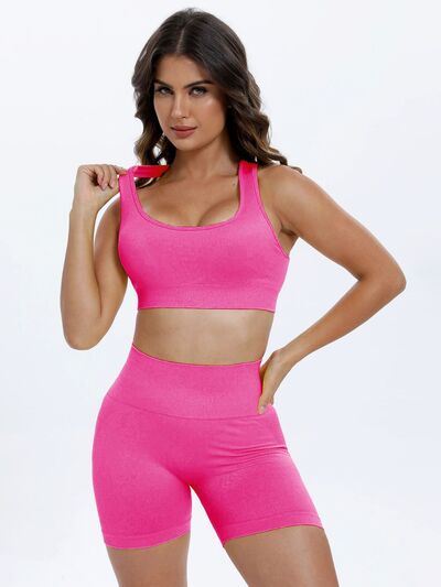 Scoop Neck Wide Strap Top and Shorts Active Set - FitFemme.Shop