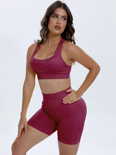 Scoop Neck Wide Strap Top and Shorts Active Set - FitFemme.Shop