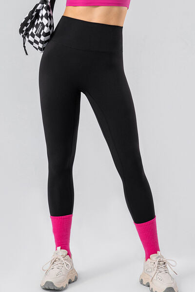 High Waist Wide Waistband Active Leggings - FitFemme.Shop