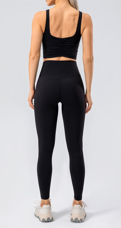 High Waist Wide Waistband Active Leggings - FitFemme.Shop