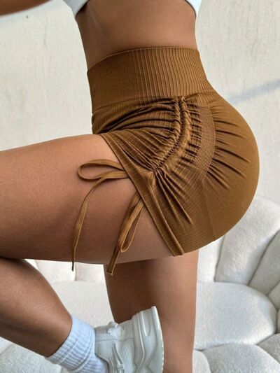 Drawstring High Waist Active Shorts - FitFemme.Shop