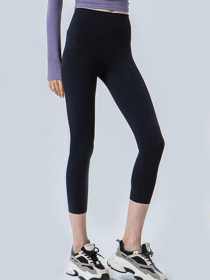 Wide Waistband Cropped Sports Leggings - FitFemme.Shop