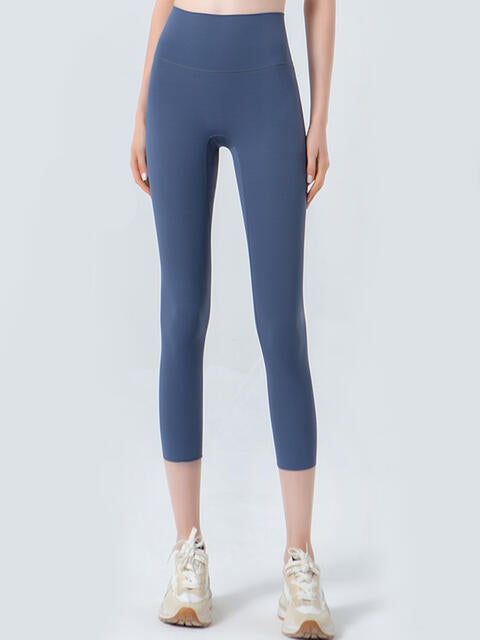 Wide Waistband Cropped Sports Leggings - FitFemme.Shop