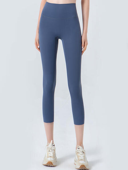 Wide Waistband Cropped Sports Leggings - FitFemme.Shop