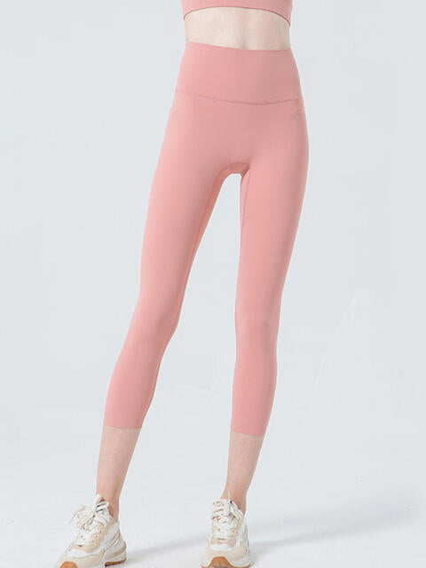 Wide Waistband Cropped Sports Leggings - FitFemme.Shop