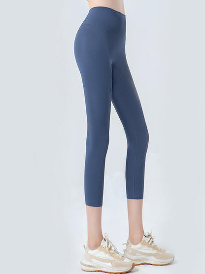 Wide Waistband Cropped Sports Leggings - FitFemme.Shop