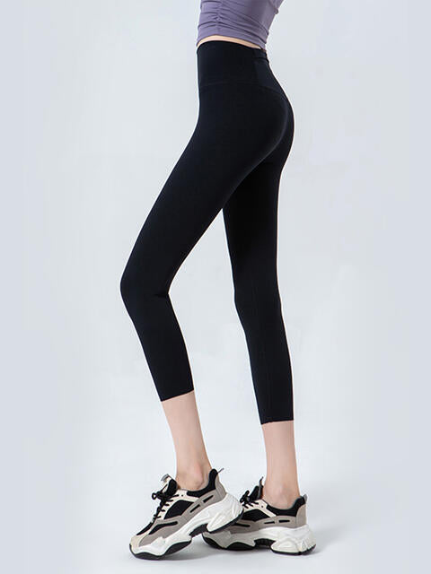 Wide Waistband Cropped Sports Leggings - FitFemme.Shop