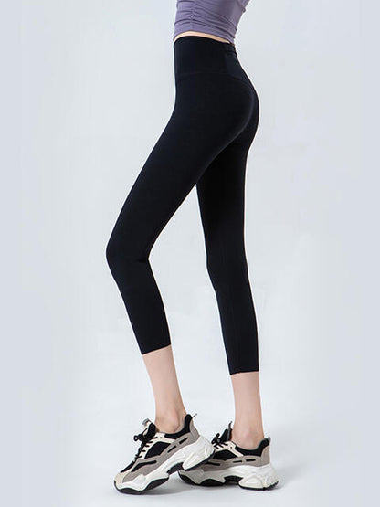 Wide Waistband Cropped Sports Leggings - FitFemme.Shop