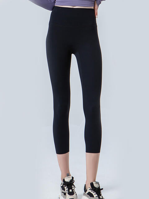 Wide Waistband Cropped Sports Leggings - FitFemme.Shop