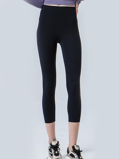 Wide Waistband Cropped Sports Leggings - FitFemme.Shop
