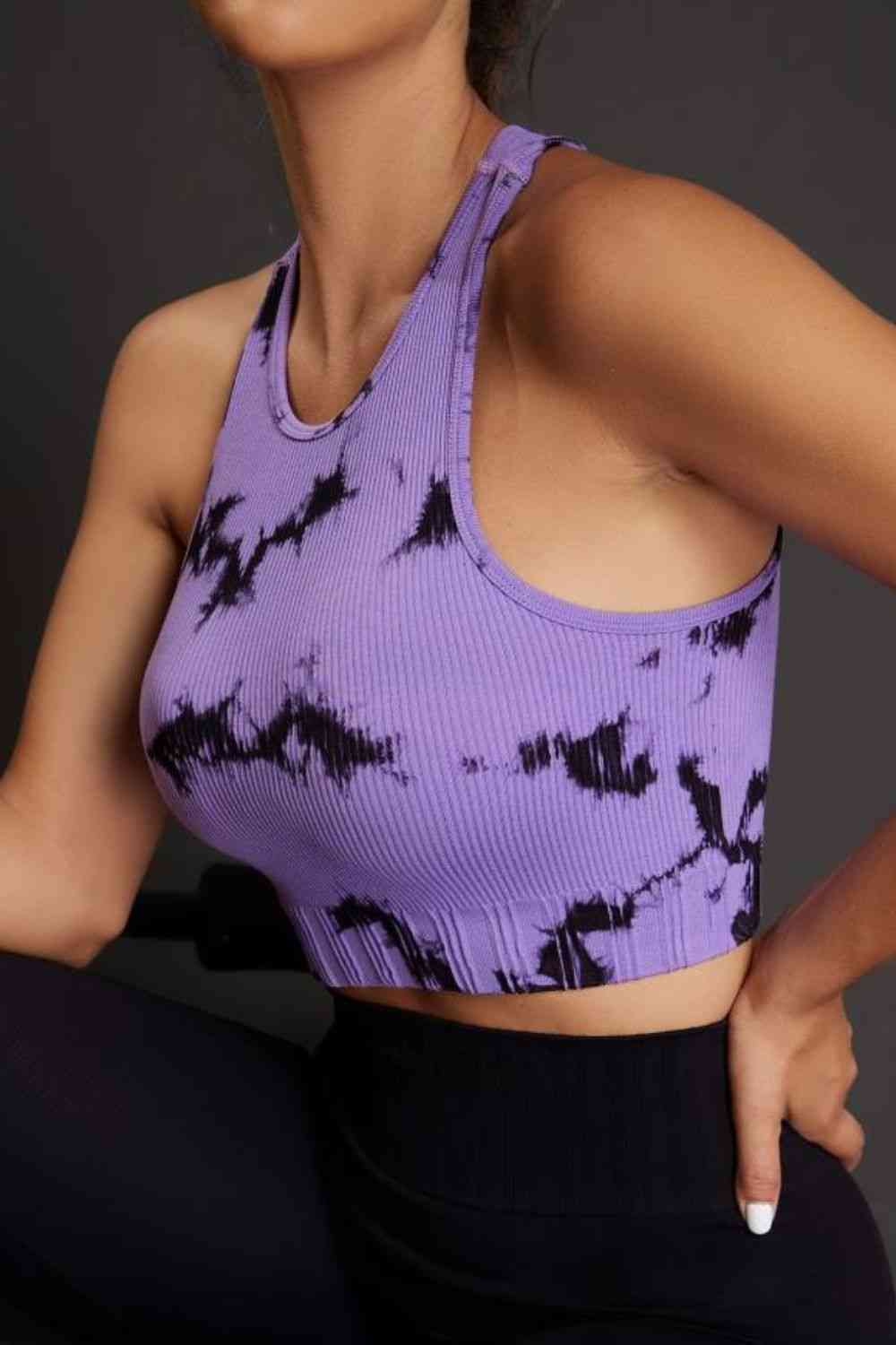 Tie-dye Cropped Round Neck Tank Top - FitFemme.Shop