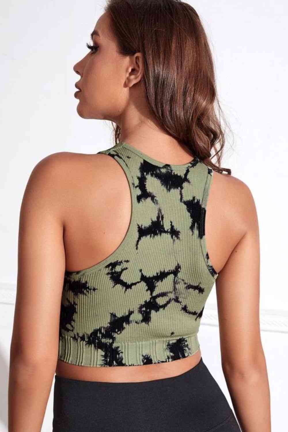 Tie-dye Cropped Round Neck Tank Top - FitFemme.Shop