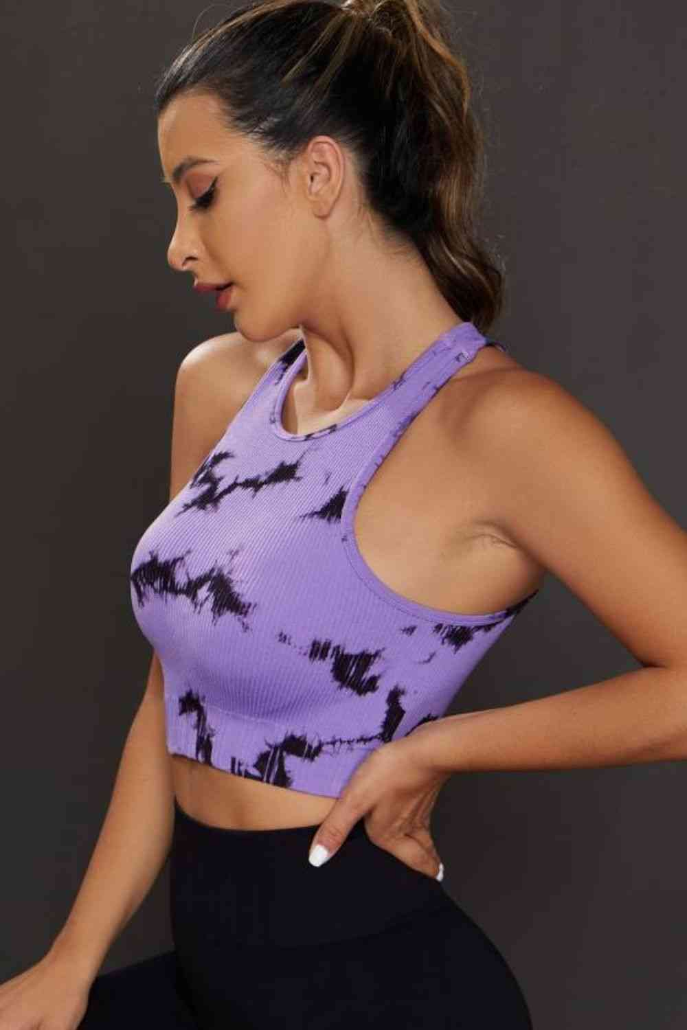 Tie-dye Cropped Round Neck Tank Top - FitFemme.Shop