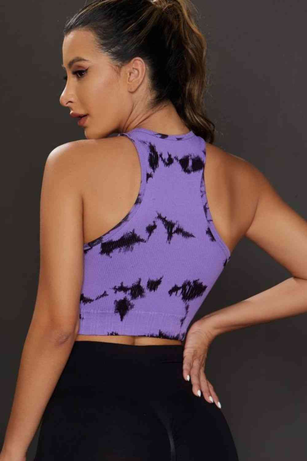 Tie-dye Cropped Round Neck Tank Top - FitFemme.Shop
