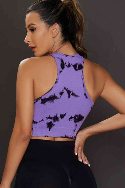 Tie-dye Cropped Round Neck Tank Top - FitFemme.Shop