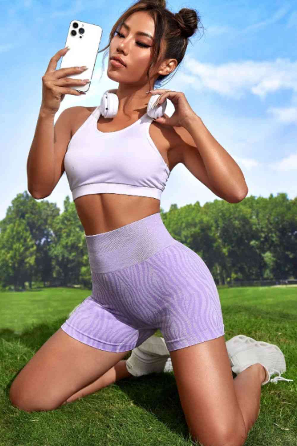 Wide Waistband Slim Fit Active Shorts - FitFemme.Shop