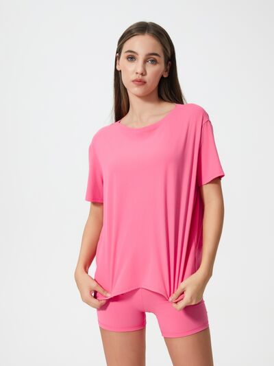 Millennia Round Neck Short Sleeve Active T-Shirt - FitFemme.Shop