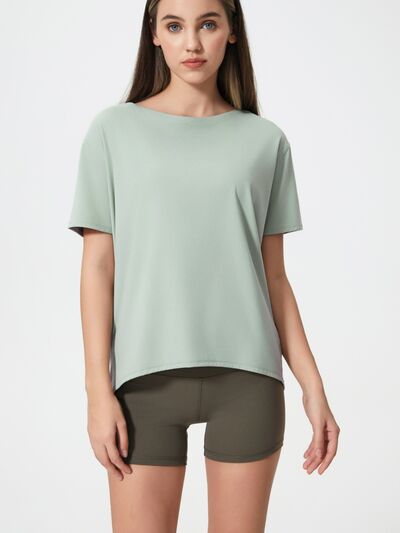 Millennia Round Neck Short Sleeve Active T-Shirt - FitFemme.Shop