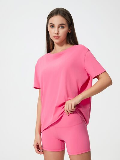 Millennia Round Neck Short Sleeve Active T-Shirt - FitFemme.Shop