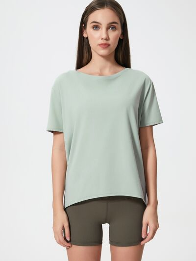 Millennia Round Neck Short Sleeve Active T-Shirt - FitFemme.Shop