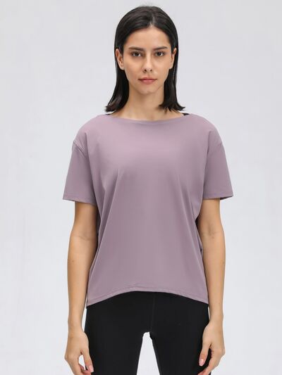 Millennia Round Neck Short Sleeve Active T-Shirt - FitFemme.Shop