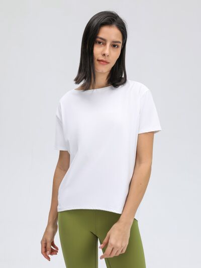 Millennia Round Neck Short Sleeve Active T-Shirt - FitFemme.Shop