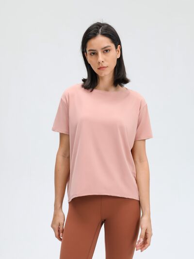 Millennia Round Neck Short Sleeve Active T-Shirt - FitFemme.Shop