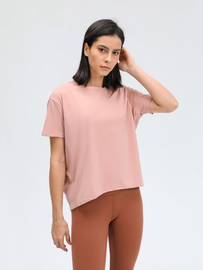 Millennia Round Neck Short Sleeve Active T-Shirt - FitFemme.Shop