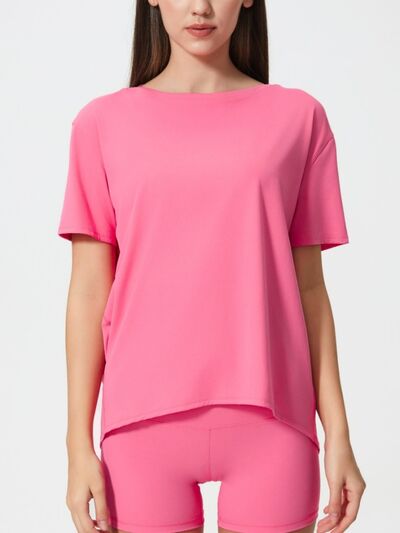 Millennia Round Neck Short Sleeve Active T-Shirt - FitFemme.Shop
