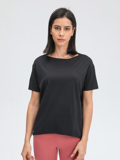 Millennia Round Neck Short Sleeve Active T-Shirt - FitFemme.Shop