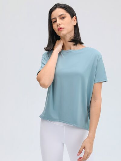 Millennia Round Neck Short Sleeve Active T-Shirt - FitFemme.Shop