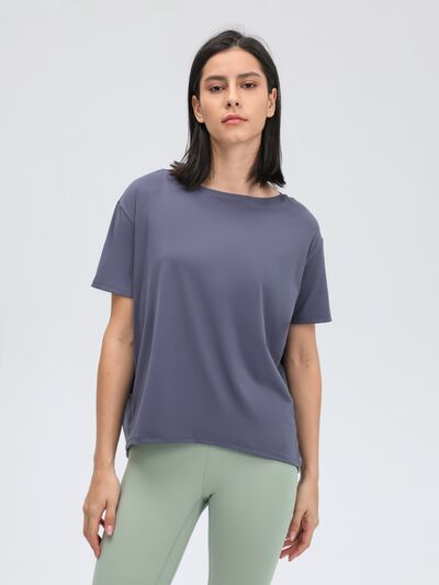 Millennia Round Neck Short Sleeve Active T-Shirt - FitFemme.Shop