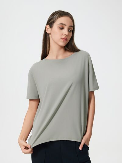 Millennia Round Neck Short Sleeve Active T-Shirt - FitFemme.Shop
