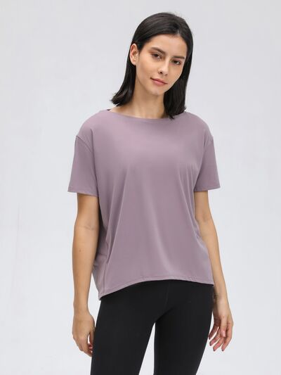 Millennia Round Neck Short Sleeve Active T-Shirt - FitFemme.Shop