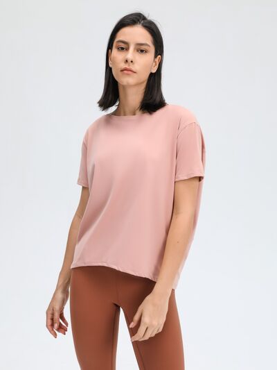 Millennia Round Neck Short Sleeve Active T-Shirt - FitFemme.Shop
