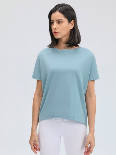 Millennia Round Neck Short Sleeve Active T-Shirt - FitFemme.Shop