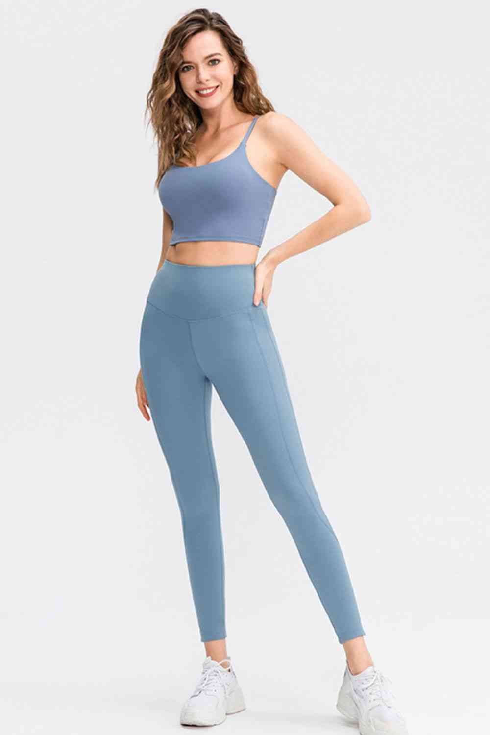 Wide Waistband Slim Fit Long Sports Pants - FitFemme.Shop