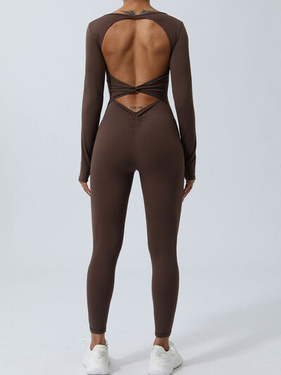 Twisted Backless Long Sleeve Jumpsuit - FitFemme.Shop