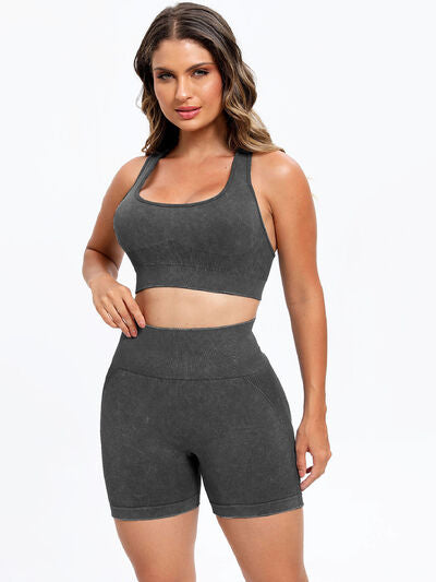 Scoop Neck Wide Strap Top and Shorts Active Set - FitFemme.Shop