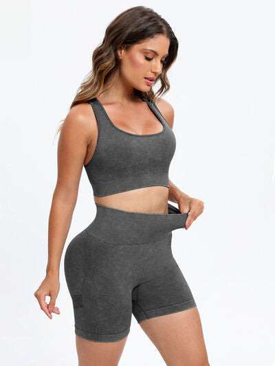 Scoop Neck Wide Strap Top and Shorts Active Set - FitFemme.Shop