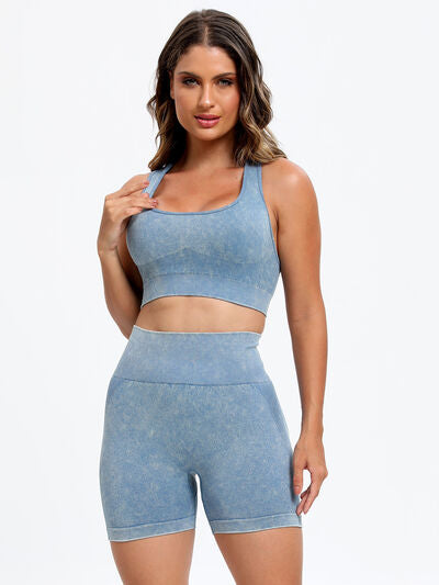 Scoop Neck Wide Strap Top and Shorts Active Set - FitFemme.Shop