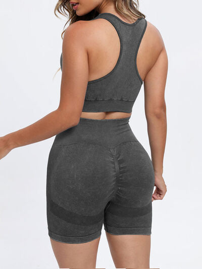 Scoop Neck Wide Strap Top and Shorts Active Set - FitFemme.Shop