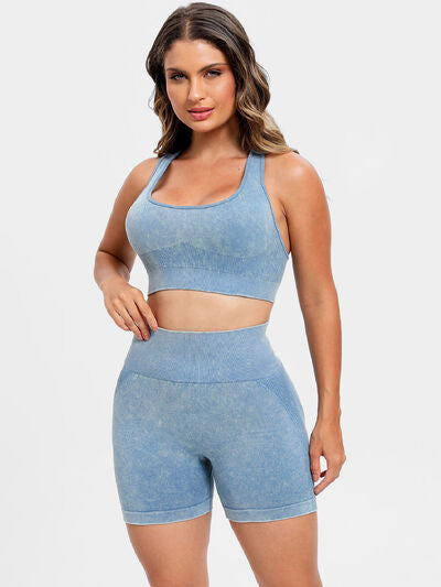 Scoop Neck Wide Strap Top and Shorts Active Set - FitFemme.Shop